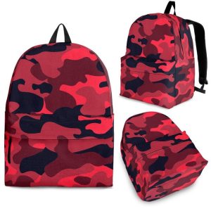 Red Pink And Black Camouflage Print Back To School Backpack BP359