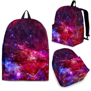 Red Purple Nebula Galaxy Space Print Back To School Backpack BP585