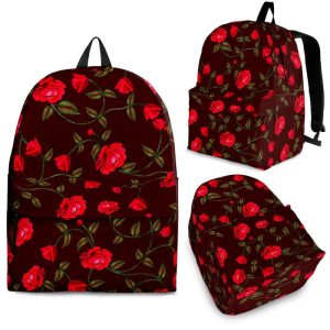 Red Rose Floral Flower Pattern Print Back To School Backpack BP584