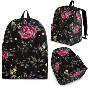 Red Rose Floral Pattern Print Back To School Backpack BP583
