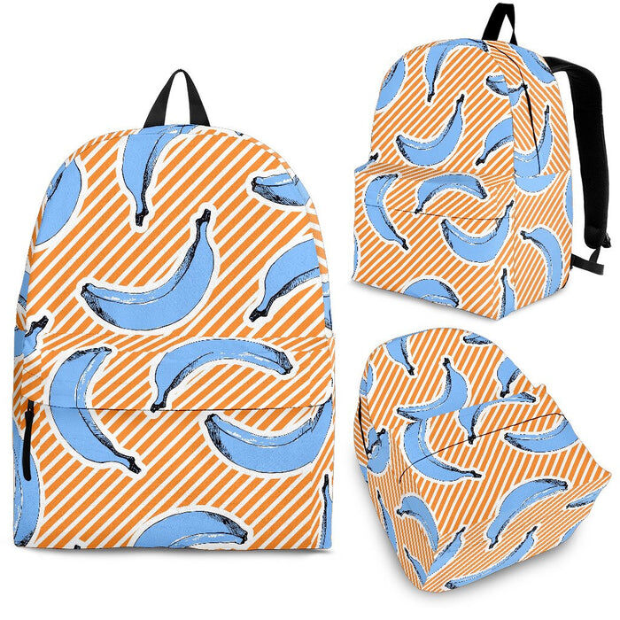 Retro Blue Banana Pattern Print Back To School Backpack BP577