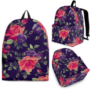Rose Pansy Floral Flower Pattern Print Back To School Backpack BP573