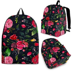 Roses Floral Flower Pattern Print Back To School Backpack BP570