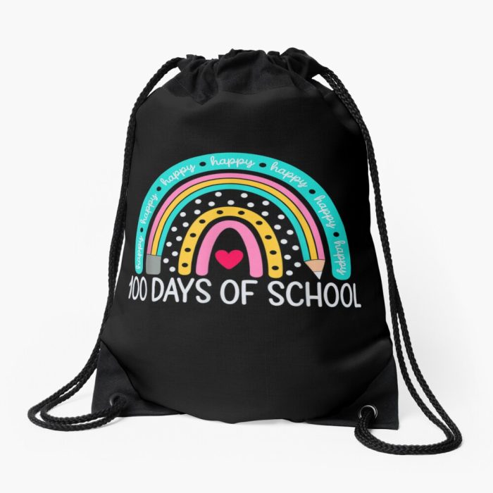 School Happy 100Th Day Of School Teachers Students Drawstring Bag DSB1433