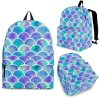 Sea Blue Mermaid Scales Pattern Print Back To School Backpack BP566