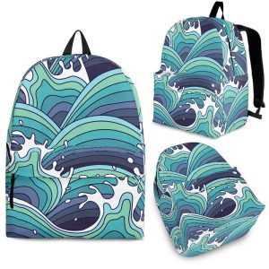 Sea Wave Surfing Pattern Print Back To School Backpack BP565