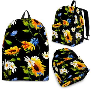 Sunflower Chamomile Pattern Print Back To School Backpack BP096