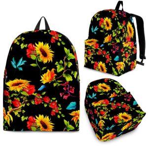 Sunflower Floral Pattern Print Back To School Backpack BP119