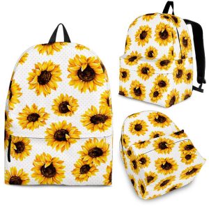 Sunflower Polka Dot Pattern Print Back To School Backpack BP094