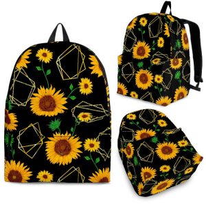 Sunflower Polygonal Pattern Print Back To School Backpack BP093