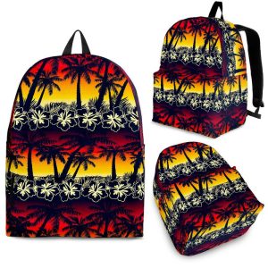Sunset Hibiscus Palm Tree Pattern Print Back To School Backpack BP091