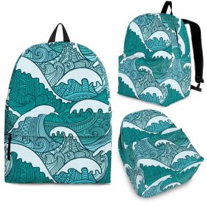 Surfing Wave Pattern Print Back To School Backpack BP089