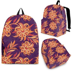 Tangerine Floral Bohemian Pattern Print Back To School Backpack BP088