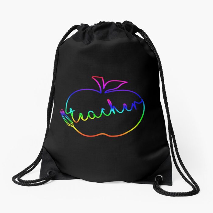 Teacher Apple Painting Tie Dye Back To School Day Drawstring Bag DSB1430