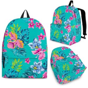 Teal Aloha Tropical Pattern Print Back To School Backpack BP087