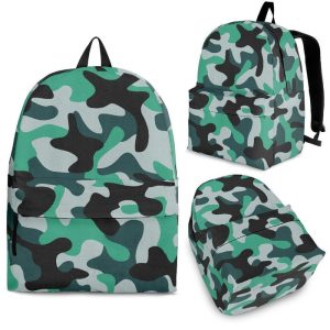 Teal And Black Camouflage Print Back To School Backpack BP356