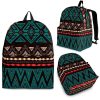 Teal And Brown Aztec Pattern Print Back To School Backpack BP433