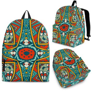 Teal Bohemian Mandala Pattern Print Back To School Backpack BP085