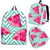 Teal Chevron Watermelon Pattern Print Back To School Backpack BP084