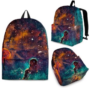 Teal Orange Universe Galaxy Space Print Back To School Backpack BP080