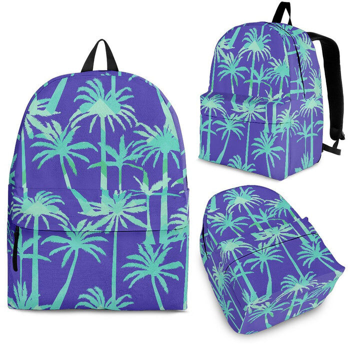 Teal Palm Tree Pattern Print Back To School Backpack BP079