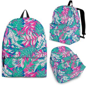 Teal Pink Blossom Tropical Pattern Print Back To School Backpack BP078