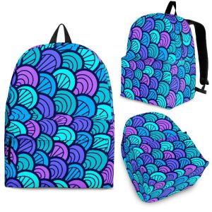 Teal Pink Mermaid Scales Pattern Print Back To School Backpack BP077