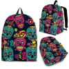 Teal Pink Sugar Skull Pattern Print Back To School Backpack BP076