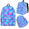 Teal Purple Mermaid Scales Pattern Print Back To School Backpack BP075