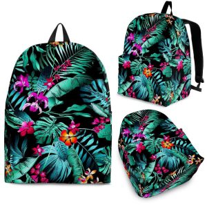 Teal Tropical Leaf Hawaii Pattern Print Back To School Backpack BP071