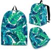 Teal Tropical Leaf Pattern Print Back To School Backpack BP070