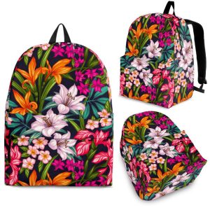 Tropical Flowers Pattern Print Back To School Backpack BP058
