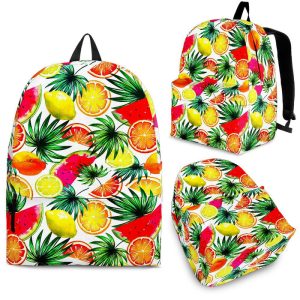 Tropical Fruit Leaf Pattern Print Back To School Backpack BP057