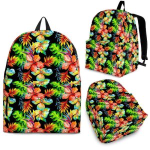 Tropical Hawaii Flowers Pattern Print Back To School Backpack BP055