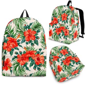 Tropical Hibiscus Blossom Pattern Print Back To School Backpack BP051