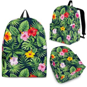 Tropical Hibiscus Flowers Pattern Print Back To School Backpack BP050