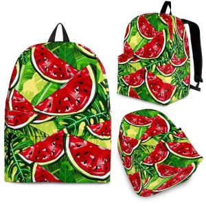 Tropical Leaves Watermelon Pattern Print Back To School Backpack BP047