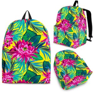 Tropical Lotus Pattern Print Back To School Backpack BP046