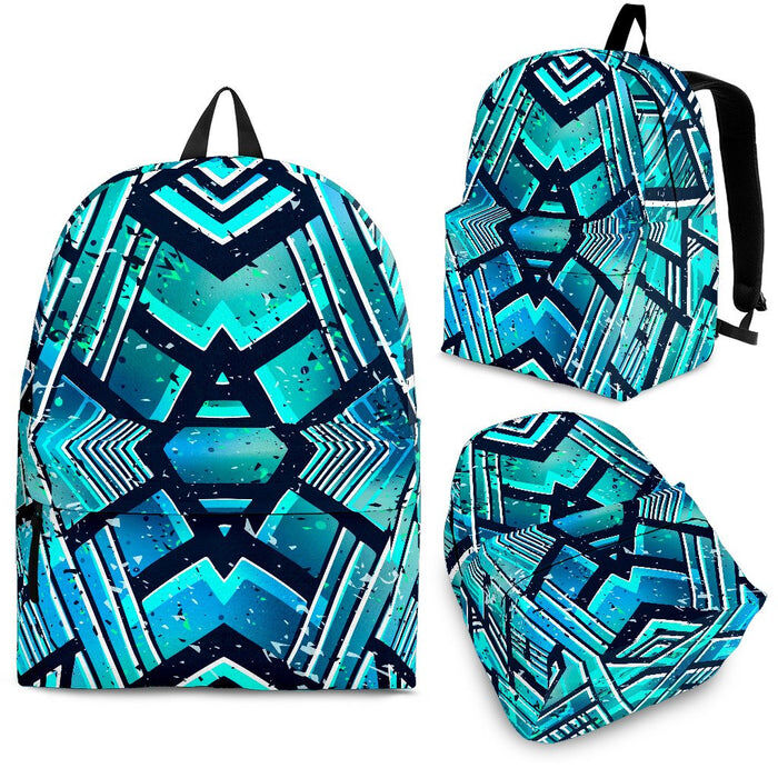 Turquoise Ethnic Aztec Trippy Print Back To School Backpack BP040