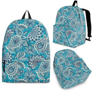 Turquoise Floral Bohemian Pattern Print Back To School Backpack BP039