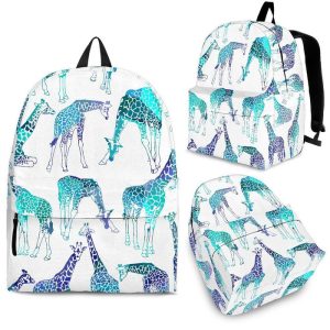 Turquoise Giraffe Pattern Print Back To School Backpack BP105
