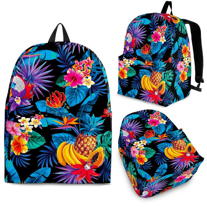 Turquoise Hawaiian Fruits Pattern Print Back To School Backpack BP038