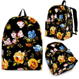 Vintage Floral Flower Pattern Print Back To School Backpack BP022