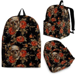 Vintage Floral Skull Pattern Print Back To School Backpack BP021