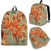 Vintage Orange Bohemian Floral Print Back To School Backpack BP418