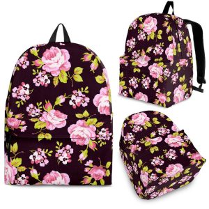 Vintage Pink Rose Floral Pattern Print Back To School Backpack BP015