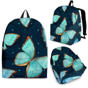 Watercolor Blue Butterfly Pattern Print Back To School Backpack BP403