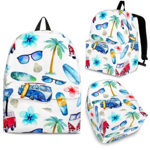 Watercolor Surfing Pattern Print Back To School Backpack BP007