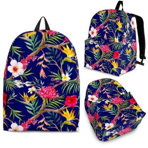 Watercolor Tropical Flower Pattern Print Back To School Backpack BP006