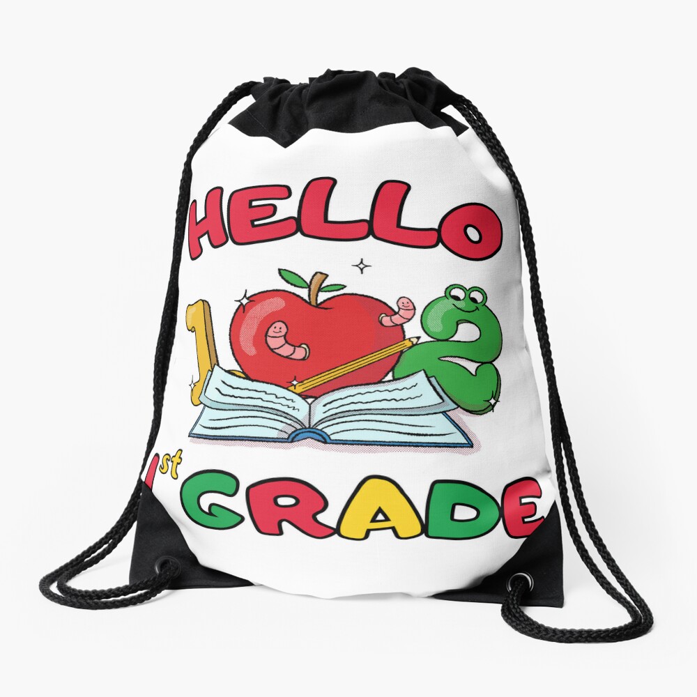 Welcome Back To School Hello First Grade Drawstring Bag DSB588